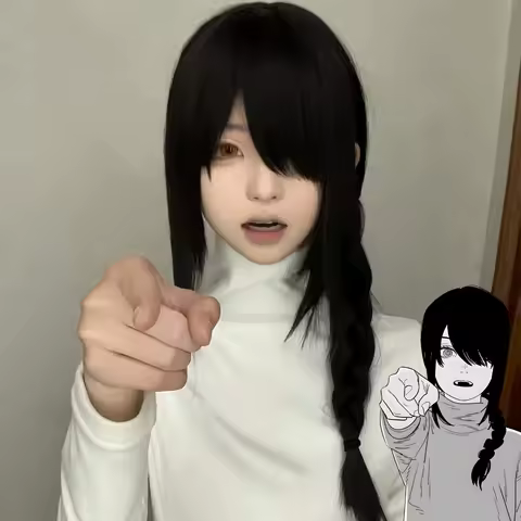 Anime Chainsaw Man Nayuta Cosplay Wig Women Lolita Black Long Hair Heat Resistant Synthetic Wigs Halloween Carnival Prop