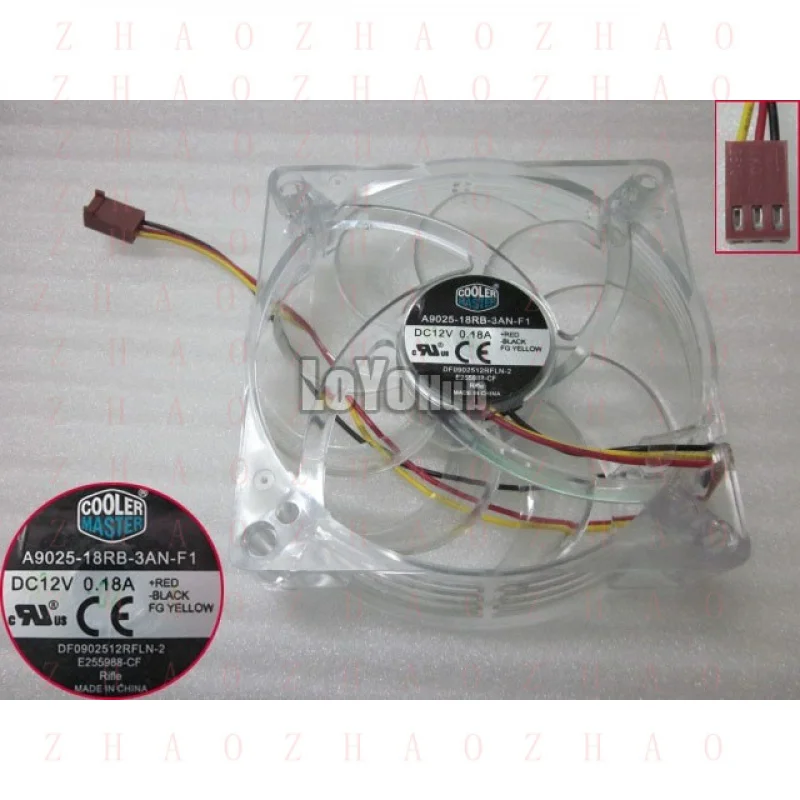 L+ FOR  CoolerMaster cooling fan A9025-18RB-3AN-F1 DF0902512RFLN-2 3-Pin 92mm Sleeve