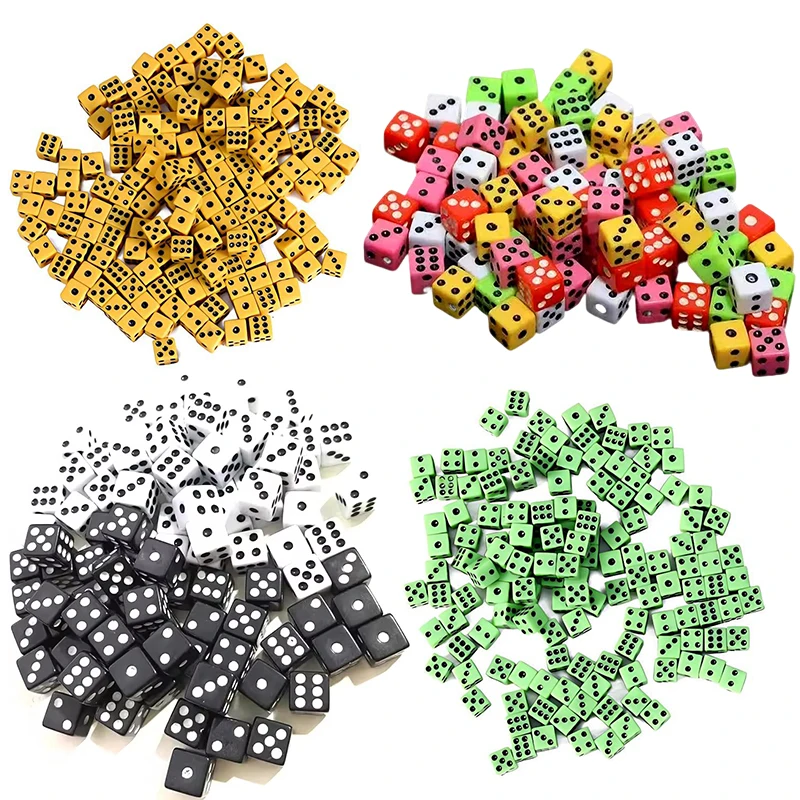 100-200PCS Assorted Color 8mm Size Dice Mini Standard Six Sided Gambling Dice Bar KTV Festival Carnival Gathering Game Props ZYF