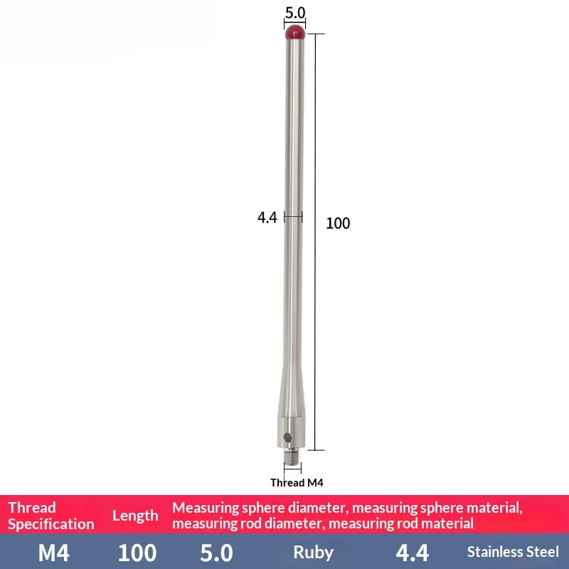 M4 Stainless Steel Measuring Shank, CNC Touch Probe Replacement Stylus