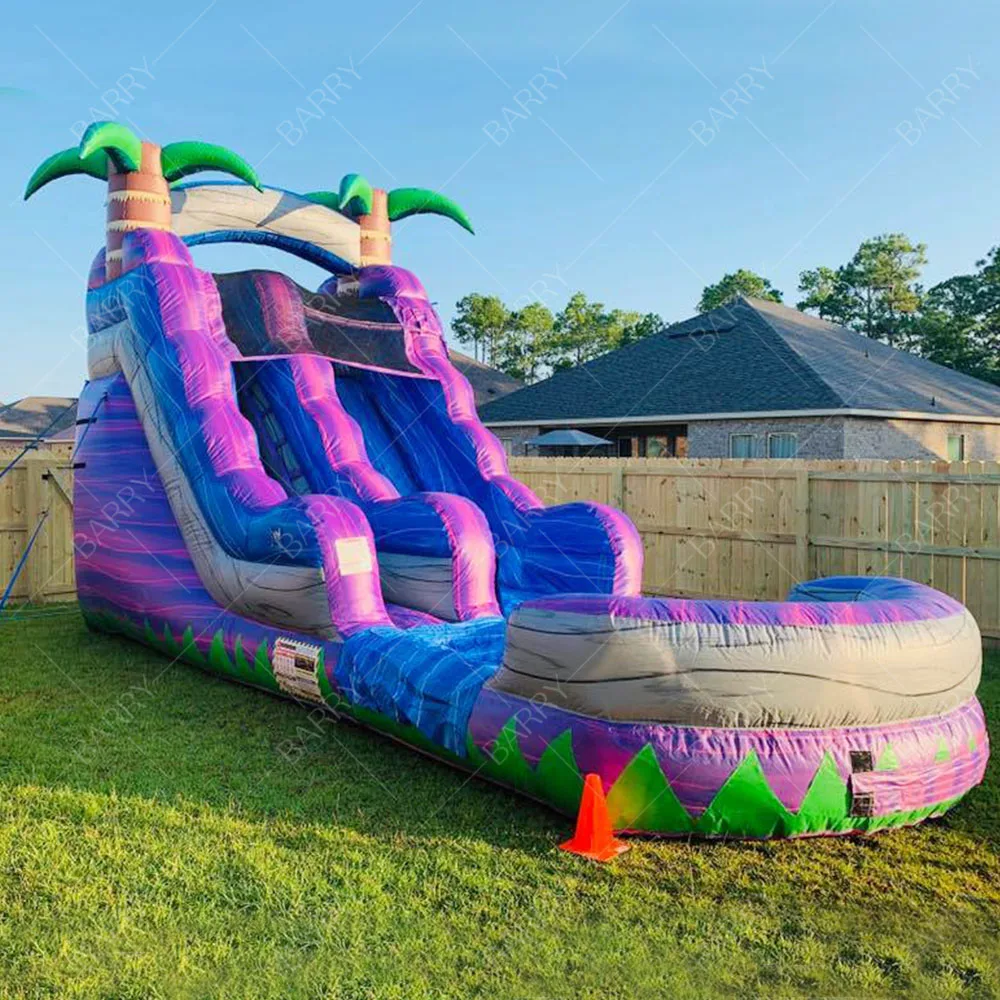 20 عامًا مخصصًا منزلقًا مائيًا مكون من 4 ممرات قابل للنفخ مع حمام سباحة للبالغين أو الأطفال #2