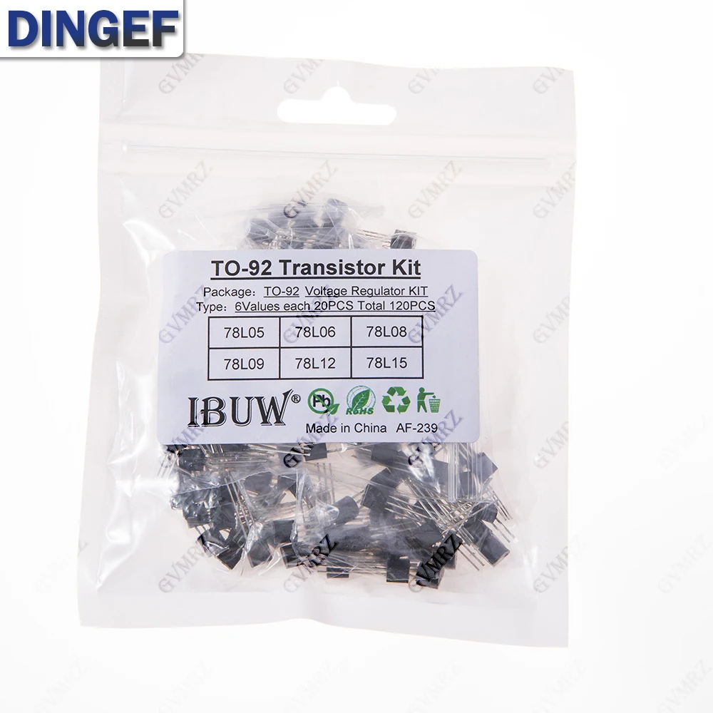 120PCS 10Values TO-92 Transistor Kit (78L06/78L05/78L08/78L09/78L15/78L12) Voltage Regulator for DIY Electronic Power Supply kit