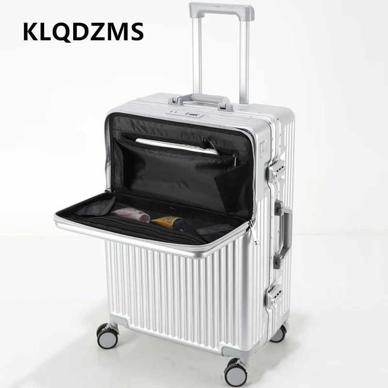 KLQDZMS Suitcase New Front Opening Laptop Boarding Case Aluminum Frame Trolley Case 20