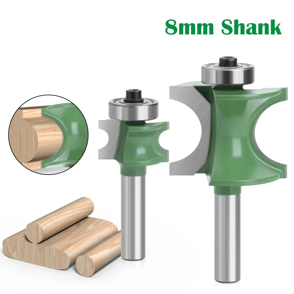 1PC 8MM Shank Milling Cutter Wood Carving Bullnose Half Round Bit Endmill Router Bits Wood 2 Flute Bearing Woodworking Tools