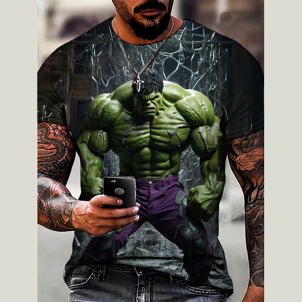 

Hulk Men's T-shirt Marvel 3D Printed Fashion Men's Short Sleeve Oversized Casual Sports T-shirt Street Hulk Boy T-shirt