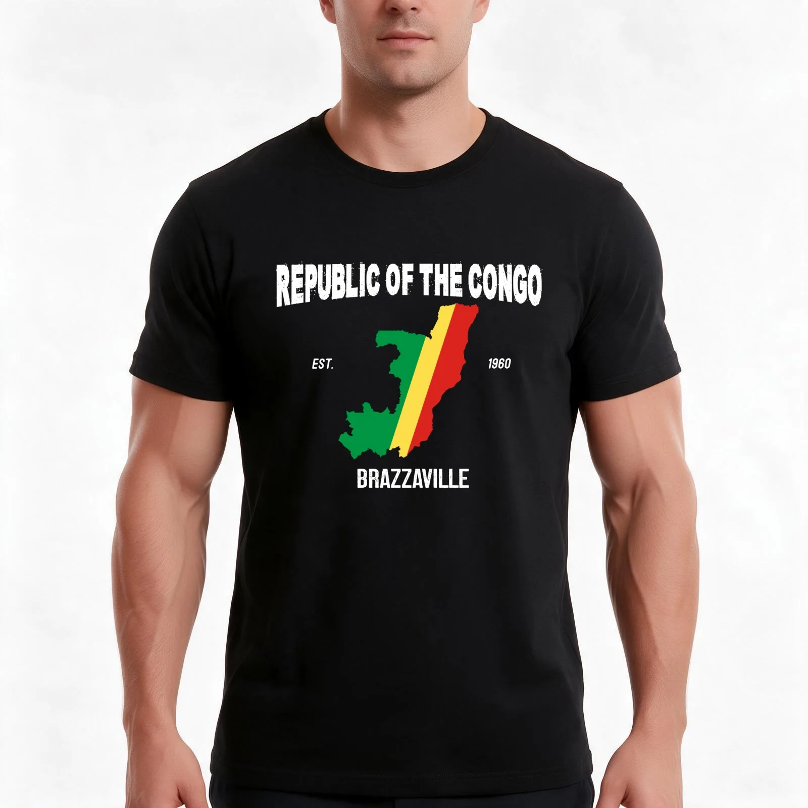 Republic of the Congo Flag and Map, Congolese National Day T-Shirt, Summer Casual Cotton Tee, Oversized Streetwear Tops