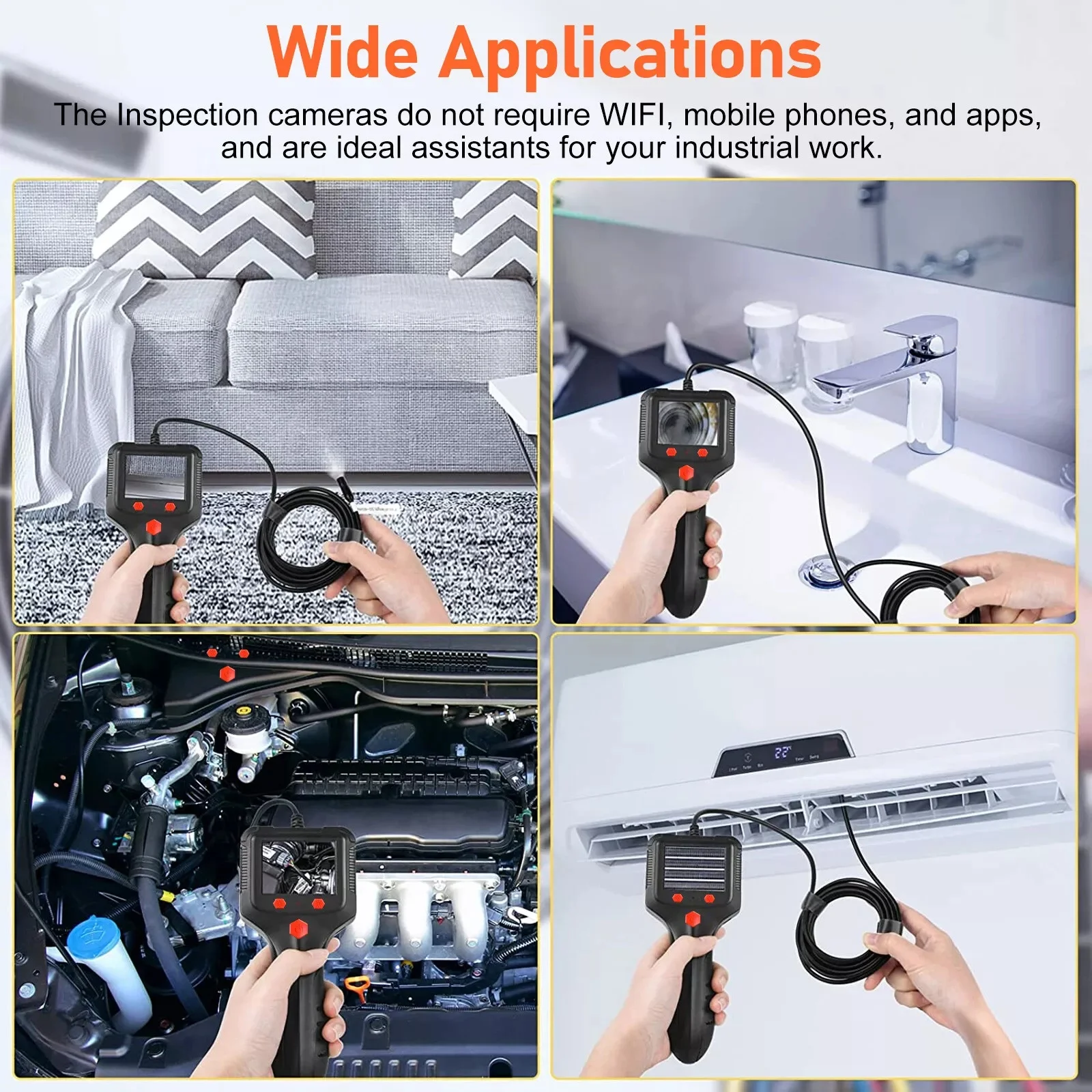 1080P HD LED يده المنظار الصناعي Borescope التفتيش ثعبان كاميرا جامدة كابل التفتيش كاميرا لخطوط أنابيب المجاري #6
