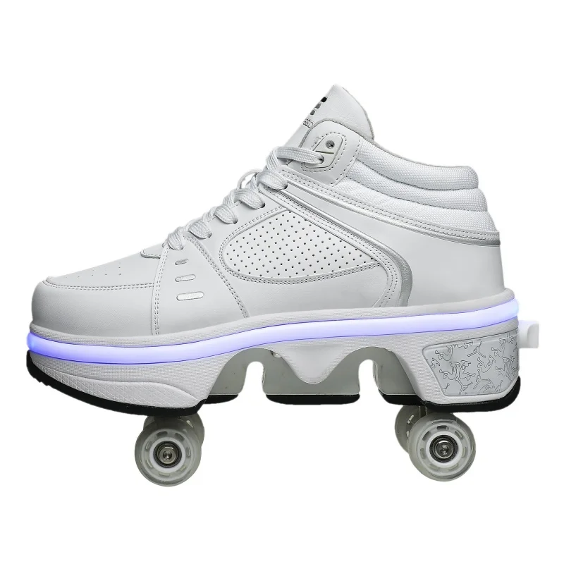 2023 New Dual-purpose Roller Skating Deformation Shoes Double Row Roller Skating Shoes Modified Version Four-wheel Running Shoes