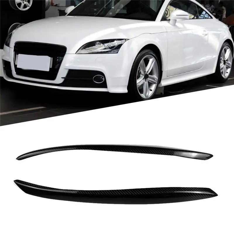 Durable-Car Headlight Eyebrow Molding Trim Sticker For TT 2006-2014 Lamp Eyelids Trim Strips Lid Cover Real Carbon Fiber Pa