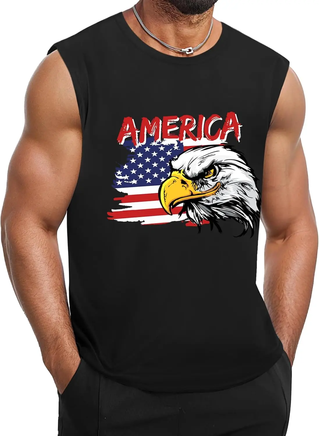 

Men's American Flag Graphic Sleeveless T-Shirts Fashion Creative Design Outdoor Sports Casual Tees Oversize Quick Drying Clothes