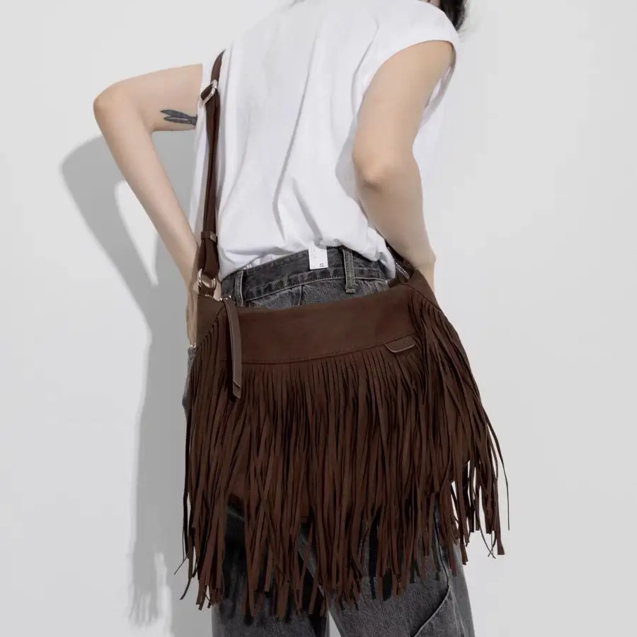 Fringe Tassel Bohemian Bag Women Shoulder Crossbody Bags Messenger Bags Women\'s Handbags Bag Faux Suede Leather Gypsy Boho Bag