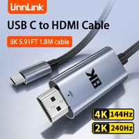 Unnlink 1.8M 5.91FT 8K USB C to HDMI Cable Type C to HDMI Cable Choose 8K@60Hz 4K@60Hz 4K@30Hz Compatible HDTV HDMI Adapter