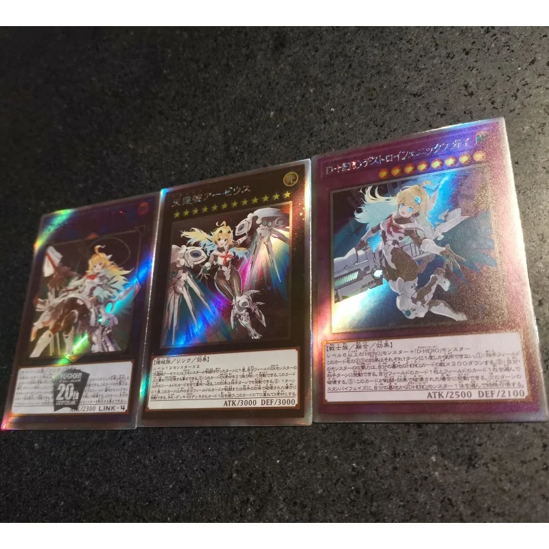 3Pcs/Set Yu Gi Oh Cards Lolamia Accesscode Talker AA-ZEUS Anime Game Characters ACG Collection Color Brushed Flash Cards DIY Toy