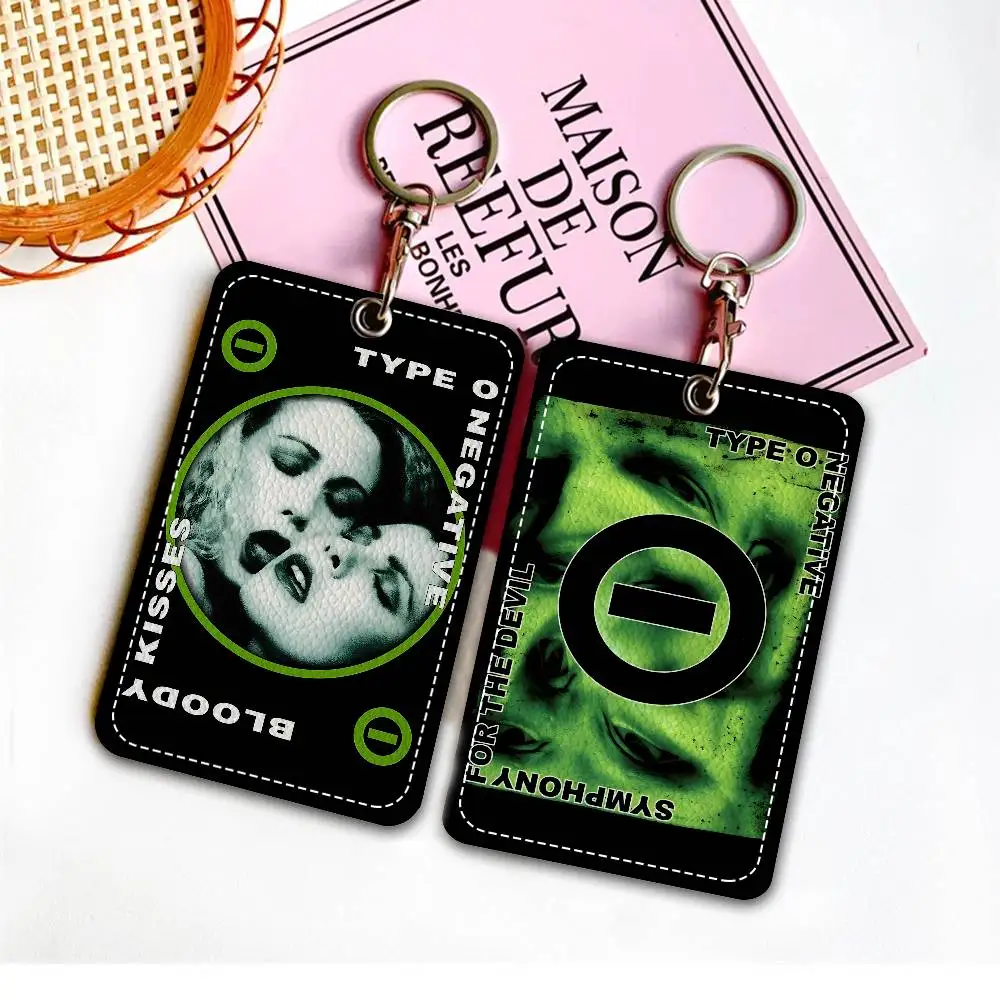 Classic Band T-Type O N-Negative Style PU Access Card Holder With Keychain - Executive Protection For Bank Card,Subway
