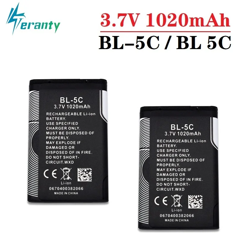 1-10Pcs BL-5C BL5C BL 5C Replacement Li-ion Lithium Battery 3.7V 1020mAh Batteries for Nokia 1112 1208 1600 2610 2600 n70 n71