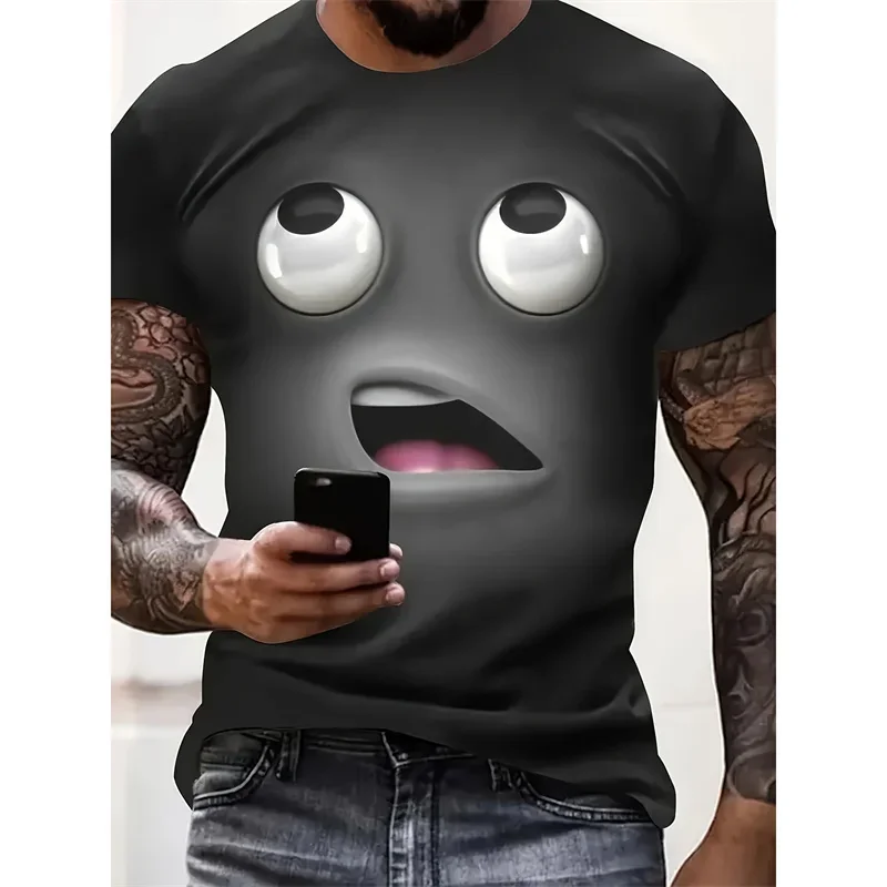 Funny Cartoon Face Pattern T Shirt For Men Fashion 3D Printed Tees Summer Casual Short Sleeve Round Neck Tops Oversized T-Shirts