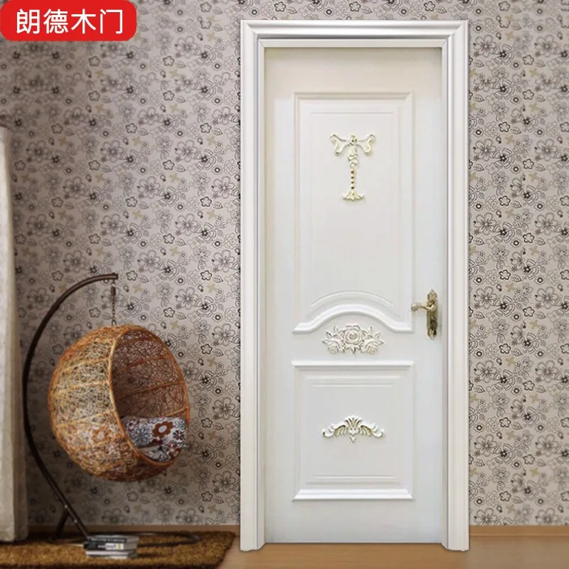 French solid wood door light luxury European paint interior set room bedroom white gold kitchen retro casement home
