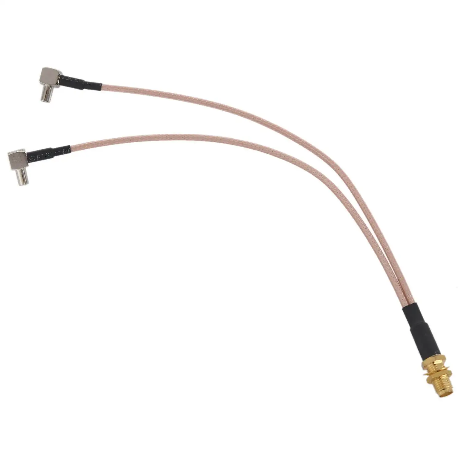 8 inci SMA perempuan Ke Y tipe 2 X TS9 sudut laki-laki konektor Splitter Combiner kabel, emas & perak
