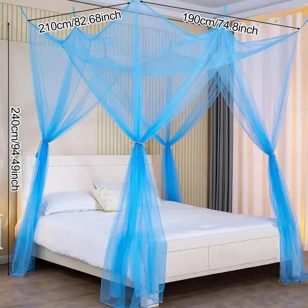 

2.1*2.4M Double Bed Mosquito Net Fine Mesh Canopy Breathable 4 Corner Summer Bed Curtain For Indoor Outdoor Family Dormitory Use