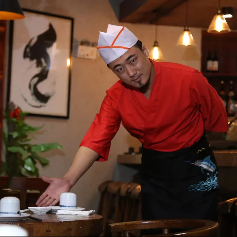 JEMMA LEONG อาหารญี่ปุ่นเสื้อผ้ากิโมโนซูชิร้านอาหาร Izakaya Chef Uniform สําหรับผู้หญิงผู้ชายพนักงานเสิร์ฟ Waiter OA762