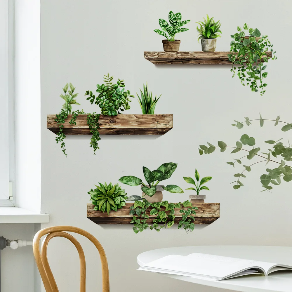Creative Flower Shelf Potted Wall Stickers Self-adhesive Removable Wall Mural DIY Wall Art Home Wall Decoration Accessories