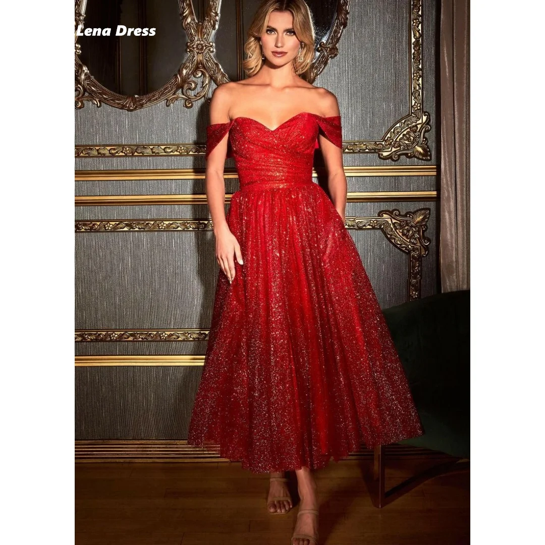 Lena Luxurious Women's Evening Dresses Luxury 2024 Off the Shoulders Line A Formal Dresses Woman Shiny Wedding Guest Dress Women