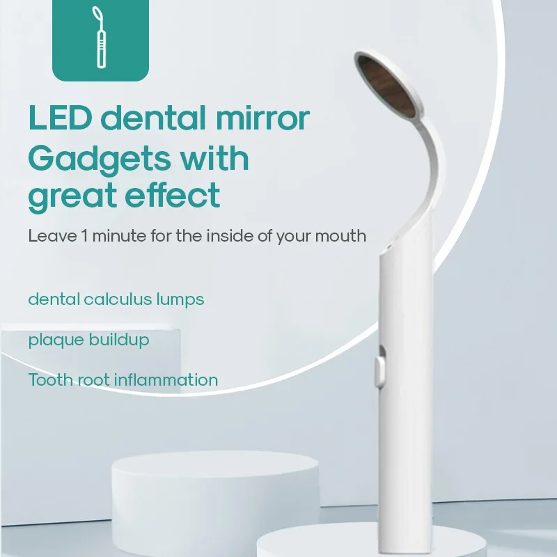 LED Dental Mirror with Light Micro Reflective Mirror For Teeth Medical Household Oral Examination White Blue Anti-fog Lenses