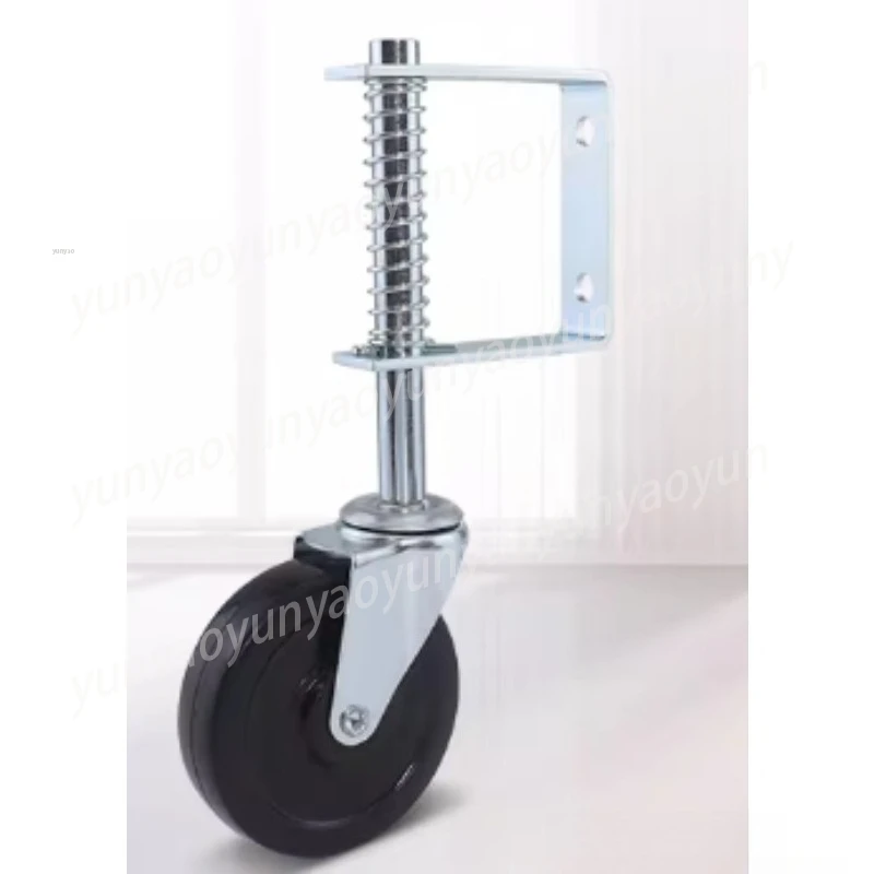 Heavy-Duty 4” Universal Gate Caster Spring Damping Rubber Wheel 220lbs Load Industrial Solid Caster