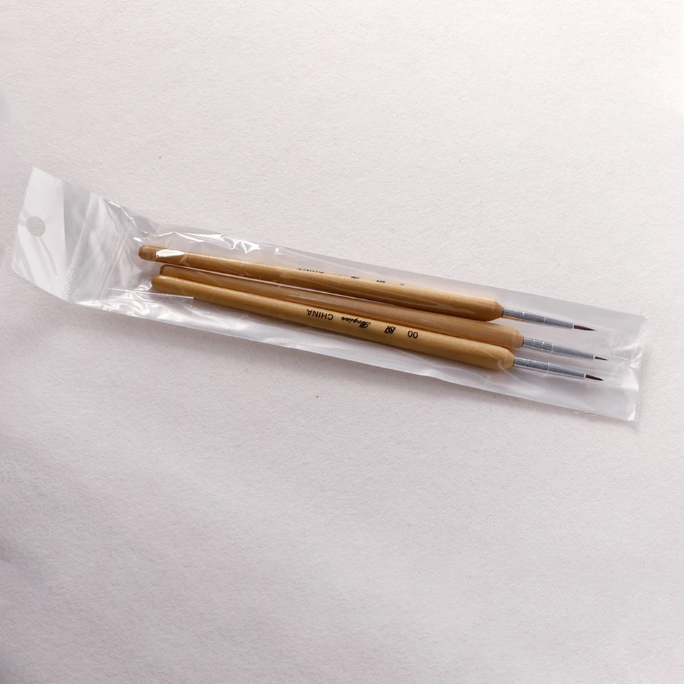 Set de 3 pinceles para uñas para dibujar flores Diseño de uñas francés con mango de madera Pétalos y hojas Gel Polish DIY 6