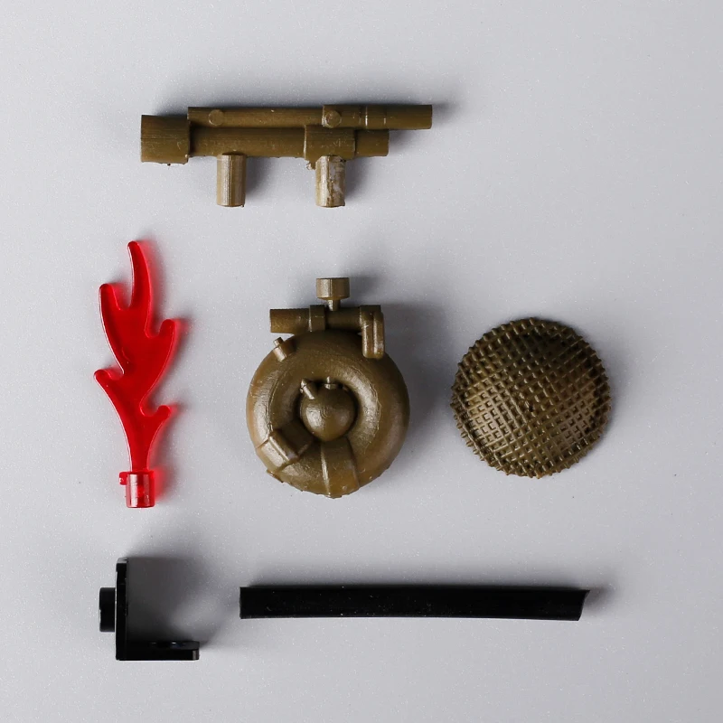 MOC WW2 Military British MK-II Flamethrowers 3D Printing Building Blocks Kit Soldiers Accessories Weapons Helmets Bricks Toys