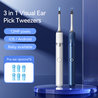 Ear Tweezers with Camera Visual Ear Wax Removal Tool Camera with 12 Megapixel Otoscope 3-in-1 Visual Earwax Cleaning Kit WiFi