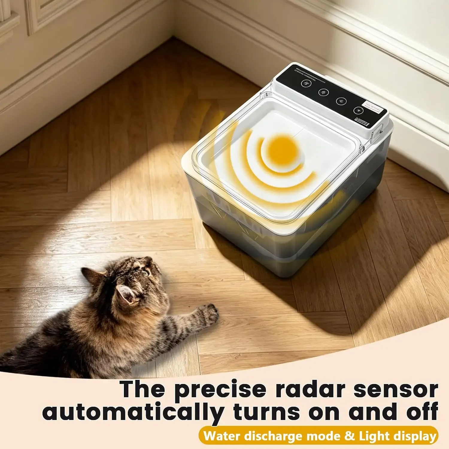 2026 Latest Wireless Cat Water Fountain of 3L with Induction Lid | No Plastic PP Material with Timed Function Automatic