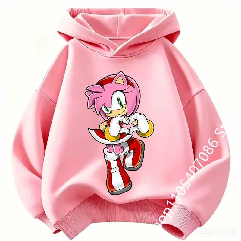 Fashion Soft Clothes Sweatshirt Boys Girls Outfits Gifts One Piece Clothing Kids Cute Cartoon Thick Hoodie Sonic Anime Hoodies