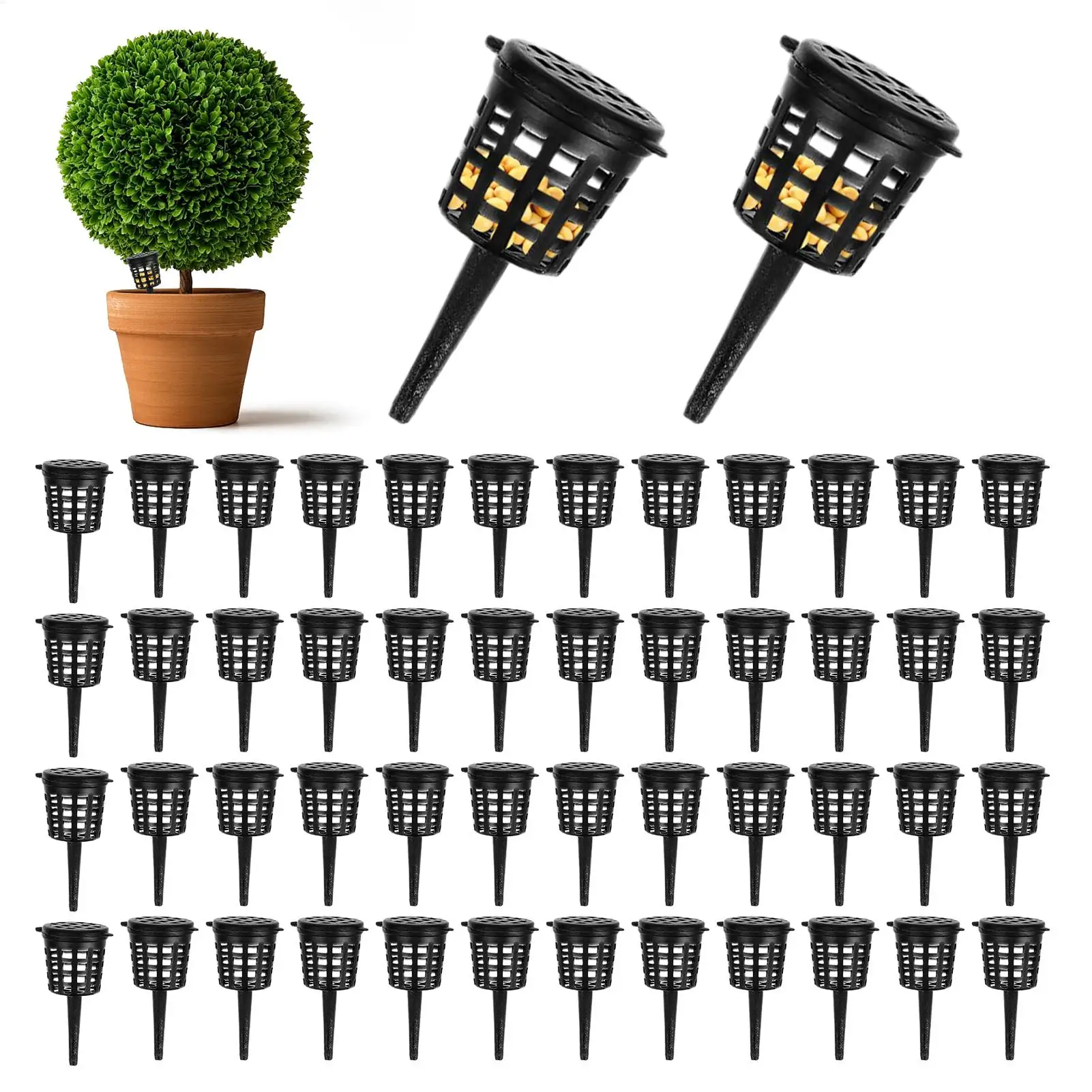 50pcs Fertilizer Baskets for Orchids Nutrient Basket with Cover Bonsai Fertilizer Pot for Nutrient Root Health Damage Orchid