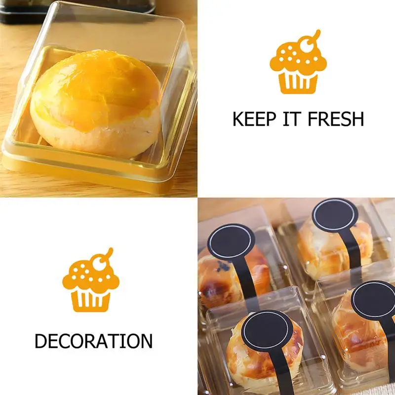 100 Chiếc Bánh Làm Bánh Muffin Hộp Đựng Trong Suốt Dùng Một Lần Bánh Ngọt Ổ Bánh Hộp Bánh Quy Nhỏ Macaron Dome Mini Rằn Ri Nâu Đất Cupcake