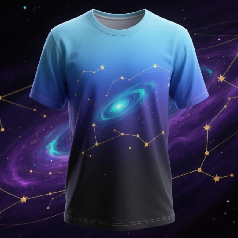 3D Printed Starry Sky Universe T-Shirt For Men Fairy Graphic Tees Summer Casual Round Neck Short Sleeve Tops Street Tee Shirts