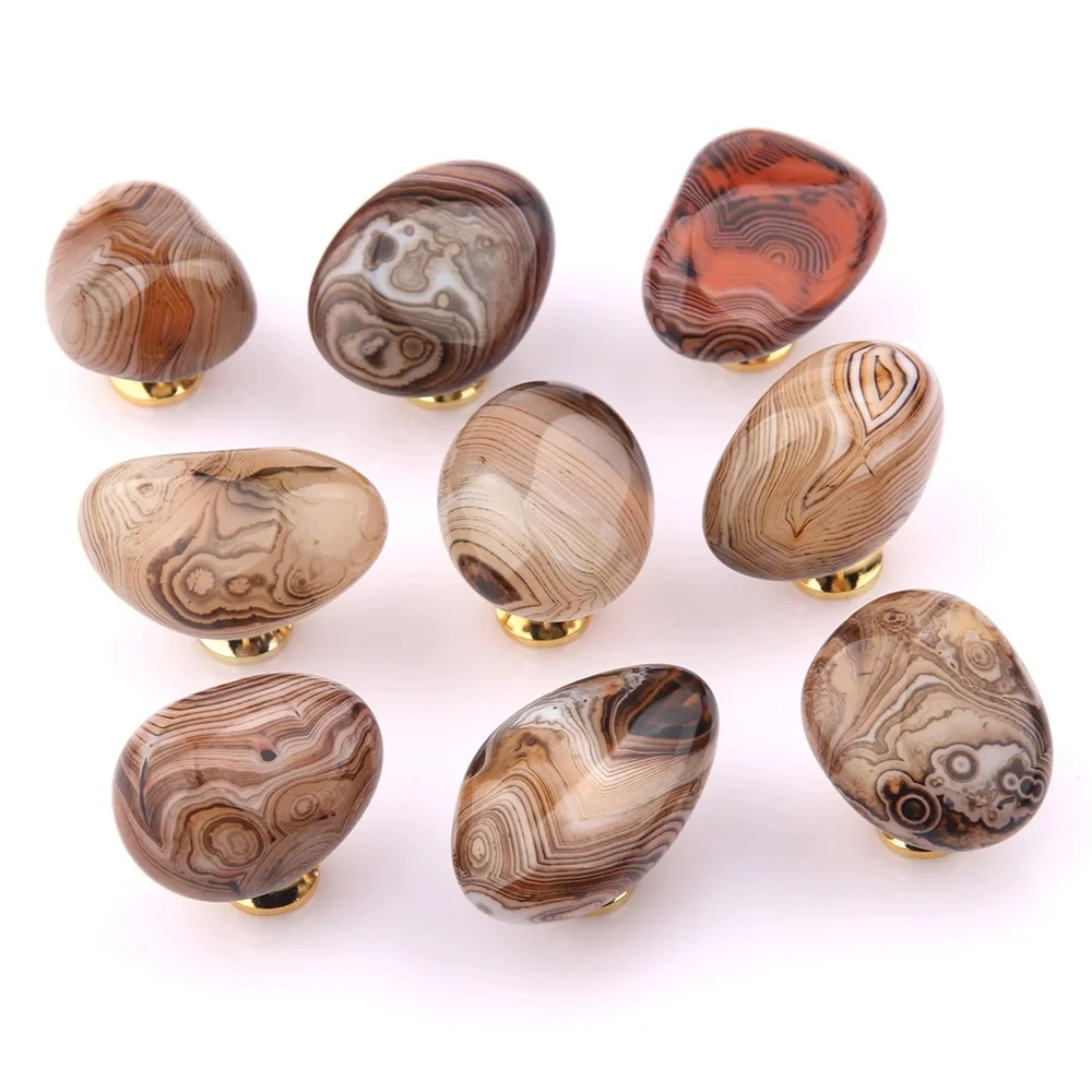 

Natural Silk Agate Stone Knob and Handle Irregular Single Hole Drawer Kitchen Cupboard Closet Door Knobs Furniture Pulls