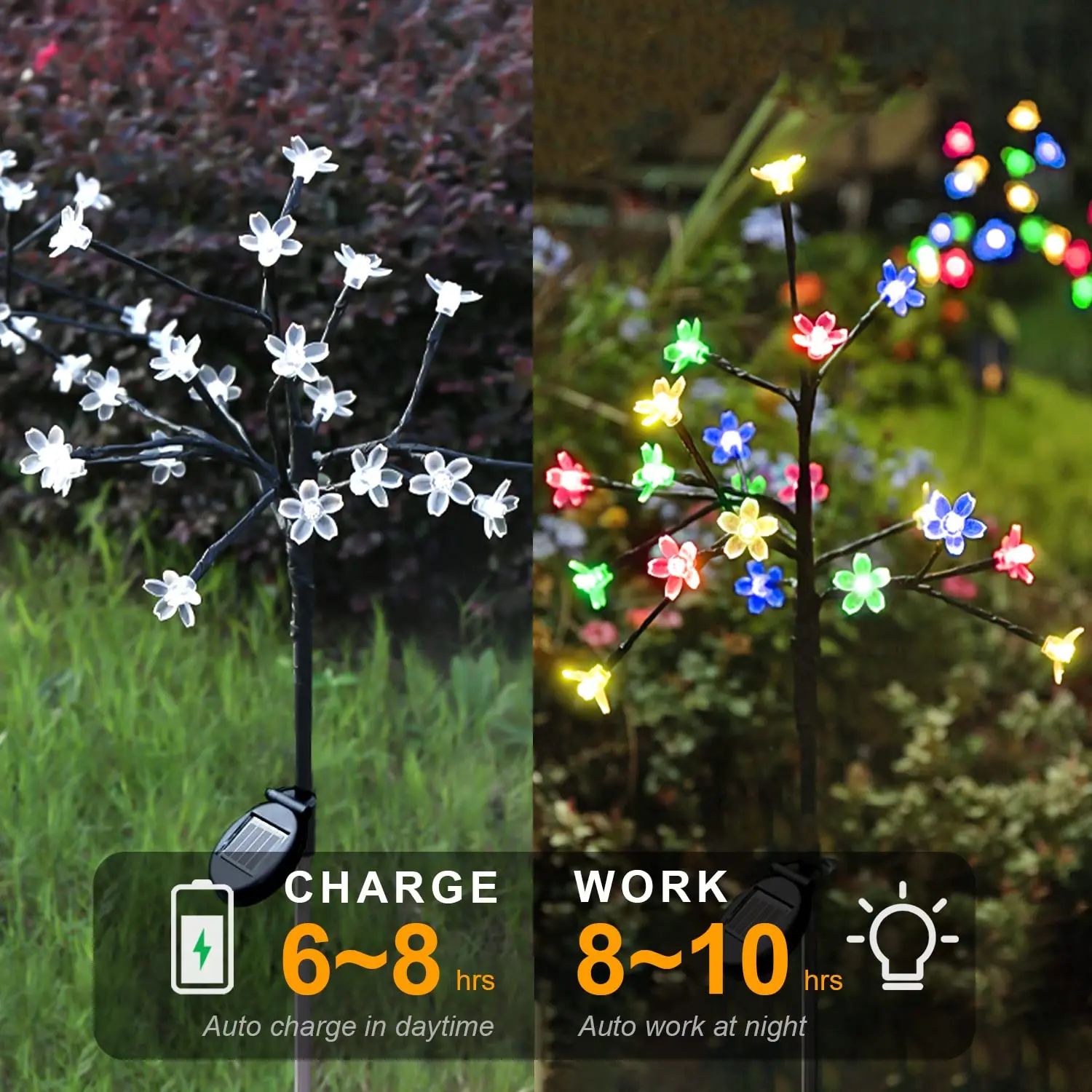 Outdoor Solar Flower Light for Garden Decoration LED RGB Fairy Light Solar Powered lamp Decorative Lights for Landscape Backyard