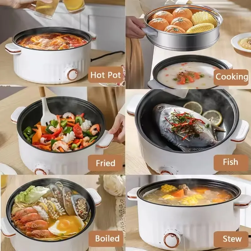 Electric Portable Multifunctional Cooker Household Double Layer Hot Pot Mini Non-stick Cookware for Kitchen and Home Appliance view 3