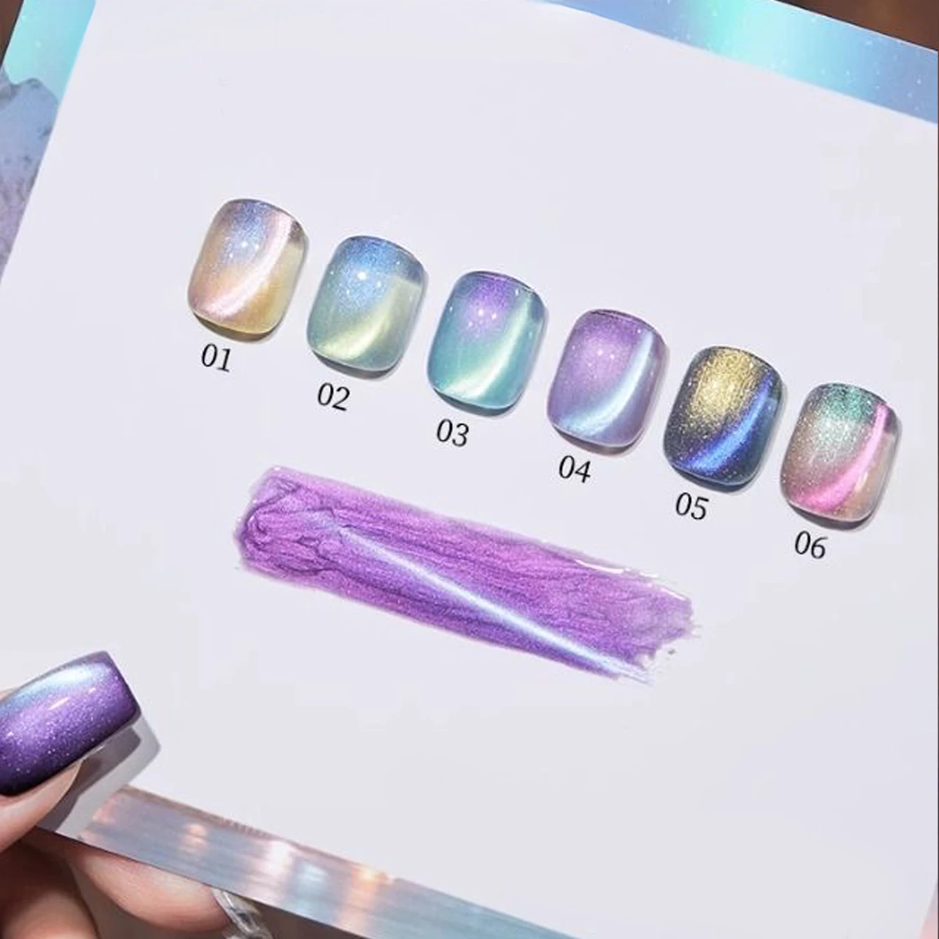 MeC 1-6 PCS 12ml Galaxy Shimmer Magnetic Cat Eye Gel UV Soak Off Iridescent Color Shift Varnish for Home Nail Art Lovers