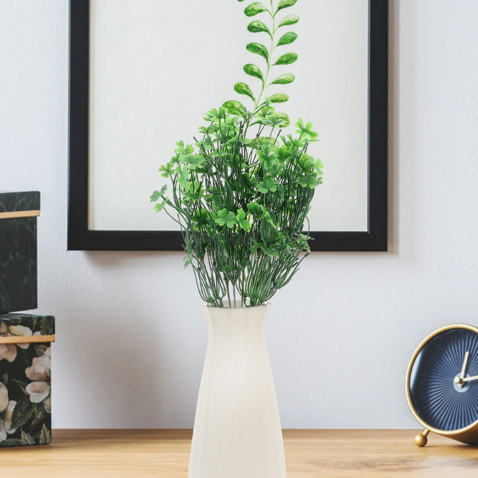 

2pcs Artificial Greenery Leaves Stem Fake Branch Vase Filler For Diy Wreath Home Party Decor St. Patrick'S Day Leaves Stems