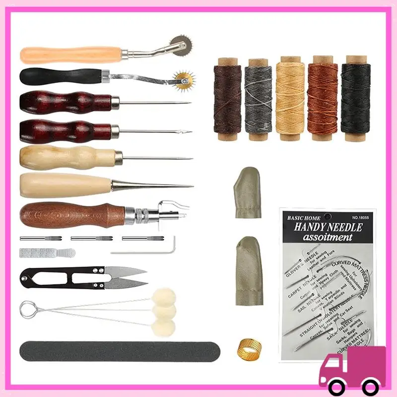 

Compact Leather Crafthand Tools Set For Sewing Stitching Stamping Carving Leather Artwork Leather Working Tools Kits