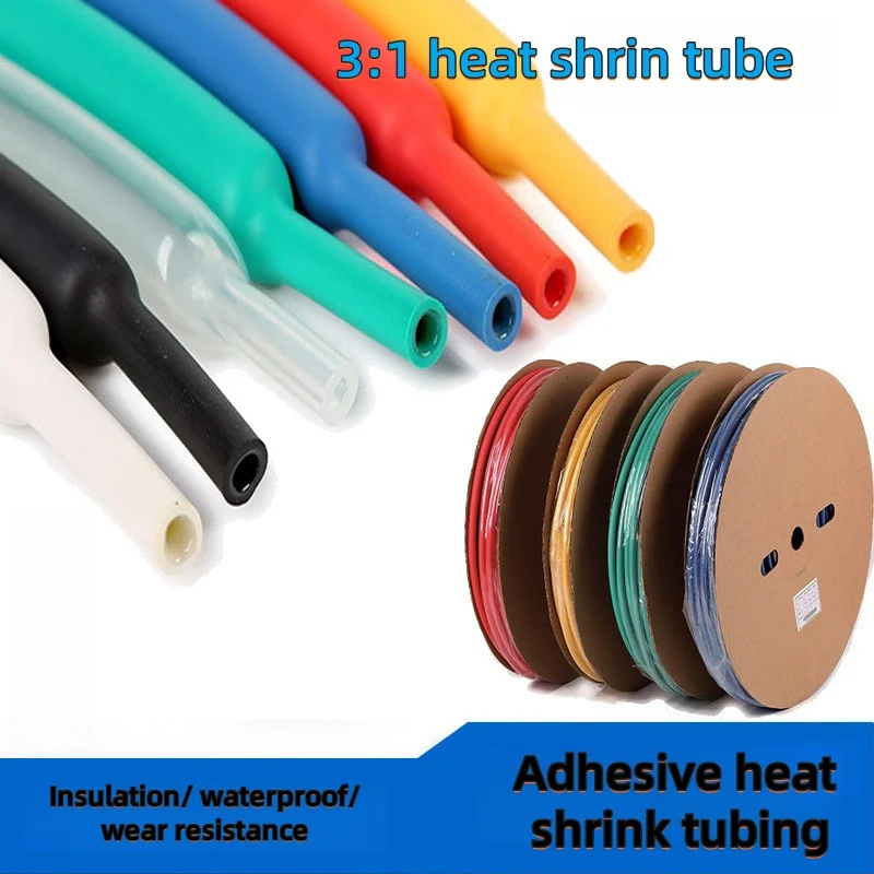 1/2/5Meter 3:1 Heat Shrink Tube With Double Wall Glue Tube Diameter 1.6/2.4/3.2/4.8/6.4/7.9/9.5/12.7/15.4/19.1/25.4/30/39/50m