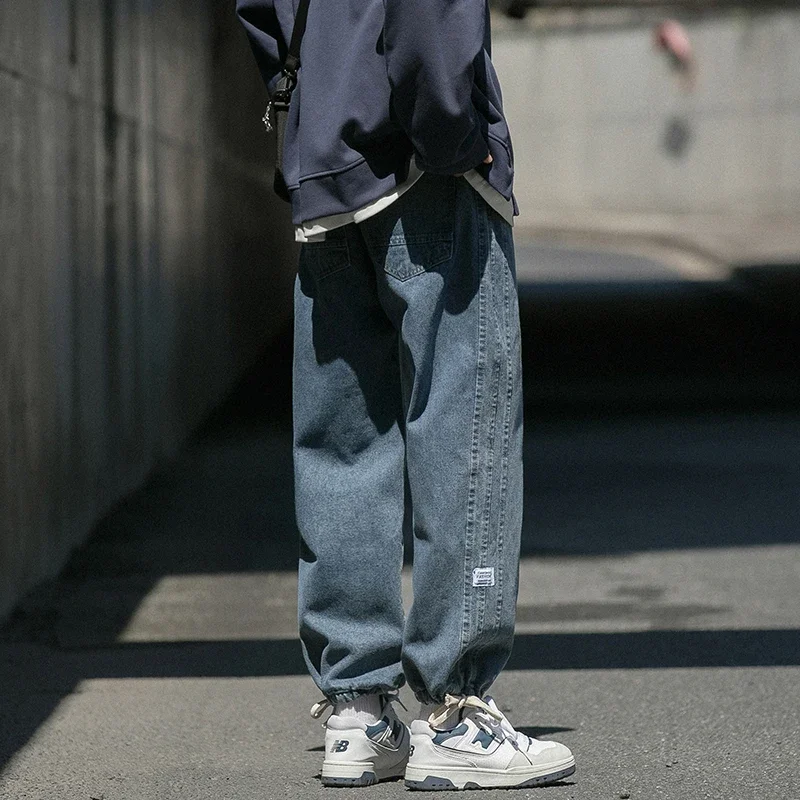 Winter 2023 New Men's Loose Jeans Blue Straight Pants South Korea Fashion Street Fashion Designer Loose Pants Luxury