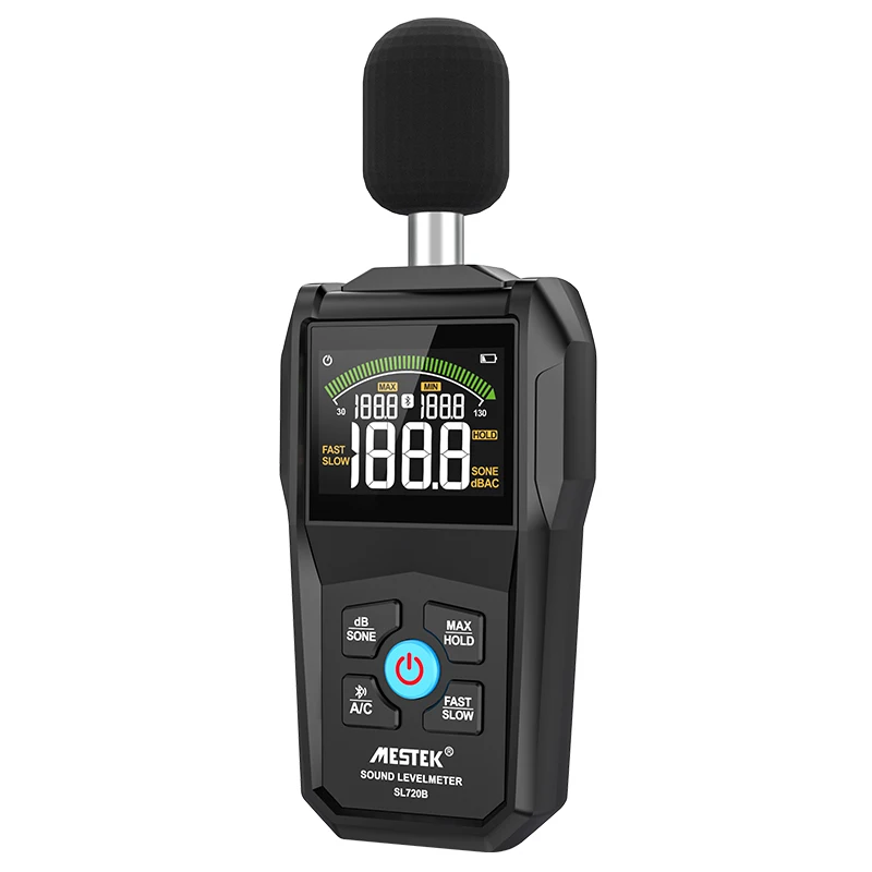 MESTEK Bluetooth Noise Sound Level Meter Color Display Fast Slow Sampling Rate Capacitive Microphone Monitor 30-130dB Backlight