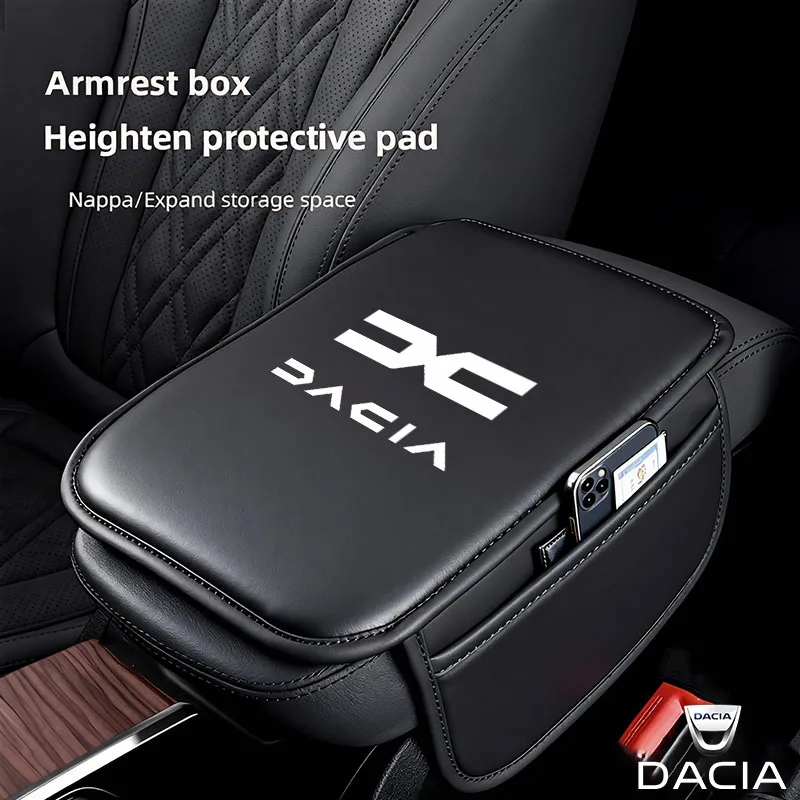 Almofada de proteção de couro para console central de carro, para Dacia Duster Sandero Bigster Dokker Jogger Logan Stepway Lodgy MCV