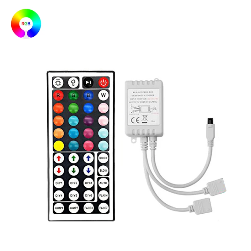 RGB 컨트롤러 RGB 스트립 LED 조명 컨트롤러, 스마트 44 키 LED 스트립 컨트롤러, 듀얼 와이어 출력 패널, 12V 4 핀 RGB 테이프