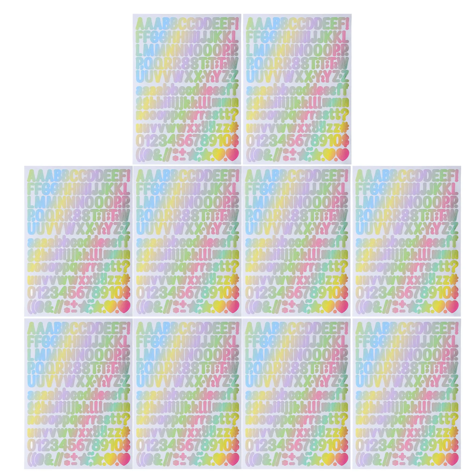 

10 шт. цветных виниловых наклеек с буквами и цифрами, самоклеящиеся, с ярким градиентом, для DIY, скрапбукинга, этикеток, блокнотов