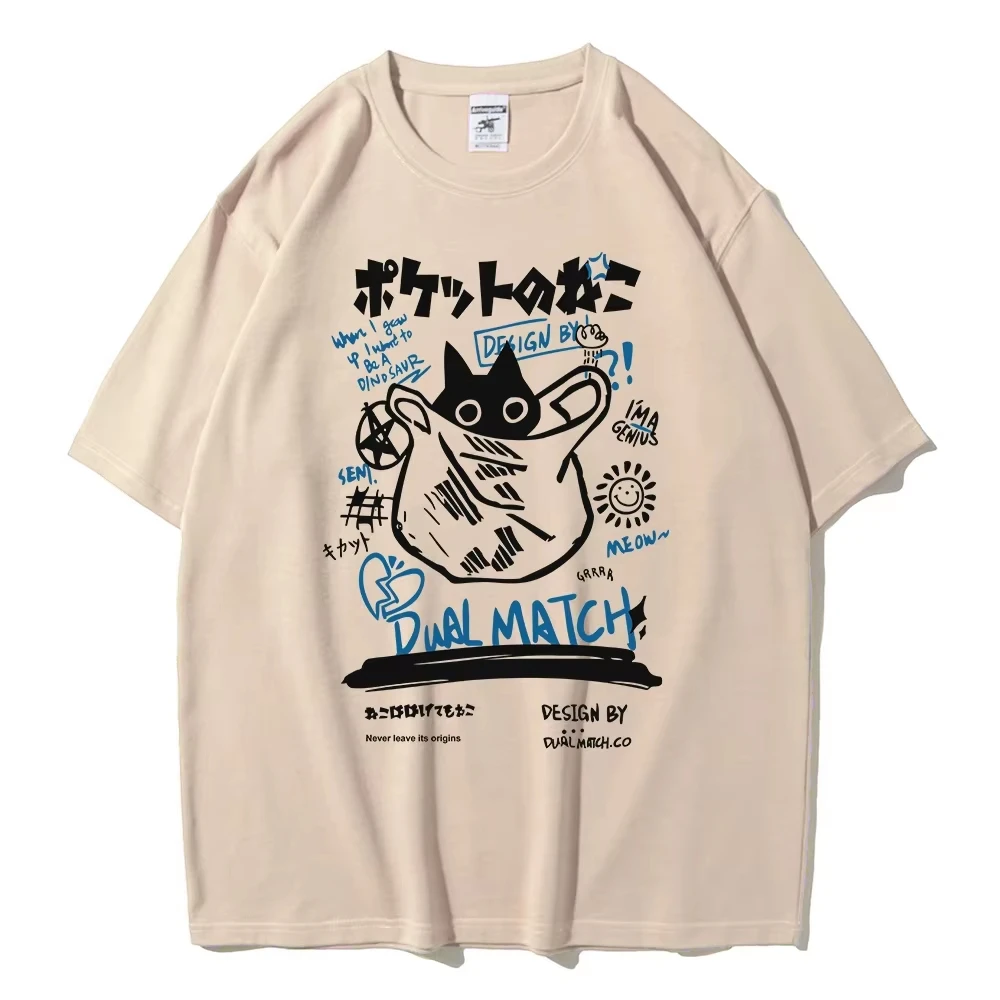 Herren Damen Cartoon T-Shirts 2026 Sommer Harajuku Kawaii Katzen-Print Kurzarm-T-Shirts Paar Mode Lässige Streetwear Y2K Tops – Detail 7