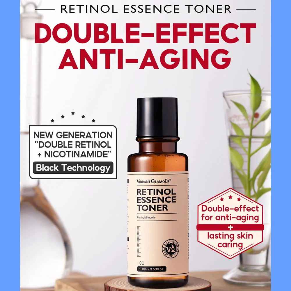 VIBRANT GLAMOUR 100ml Alcohol Free Retinol Toner, Hyaluronic Acid Water Locking for Dry Sensitive Skin, Anti Aging Pore Care